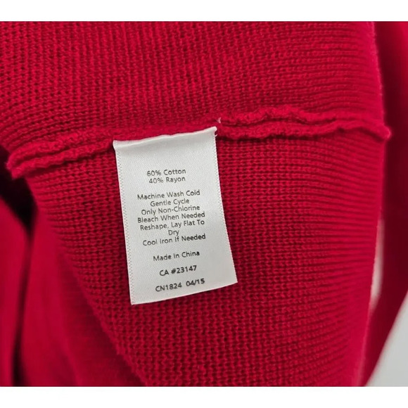Talbots Sweater Jacket Sz Large Red Full Zip Holiday Career Business Wear - Picture 5 of 5